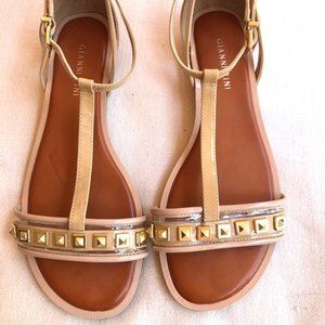 Gianni Bini Tan Patent Leather Studded Sandal